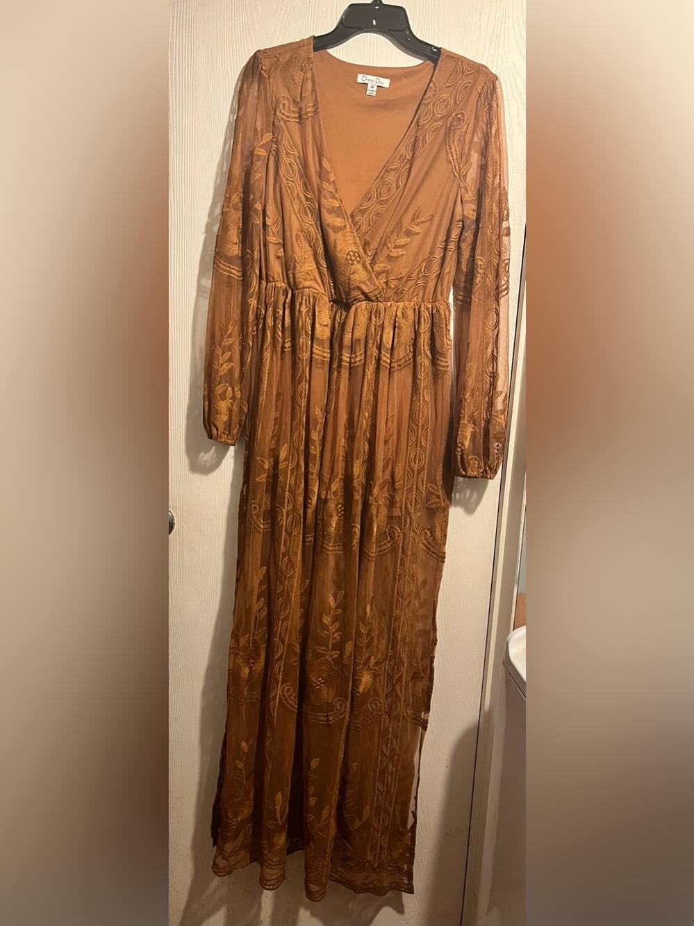 Dress Day Rust Long Sleeve Lace Dress
